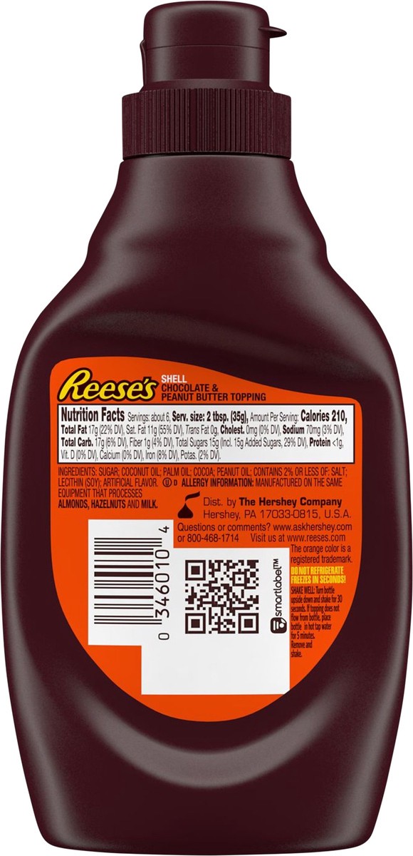 slide 7 of 8, REESE'S Chocolate Peanut Butter Shell Topping Bottle, 7.25 oz, 7.25 oz