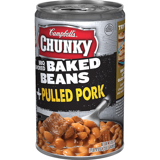 slide 3 of 8, Campbell's Chunky BBQ Flavored Baked Beans & Pulled Pork, 20.5 oz