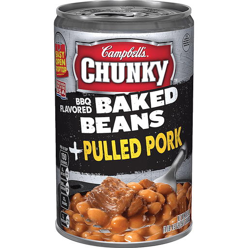 slide 1 of 8, Campbell's Chunky BBQ Flavored Baked Beans & Pulled Pork, 20.5 oz
