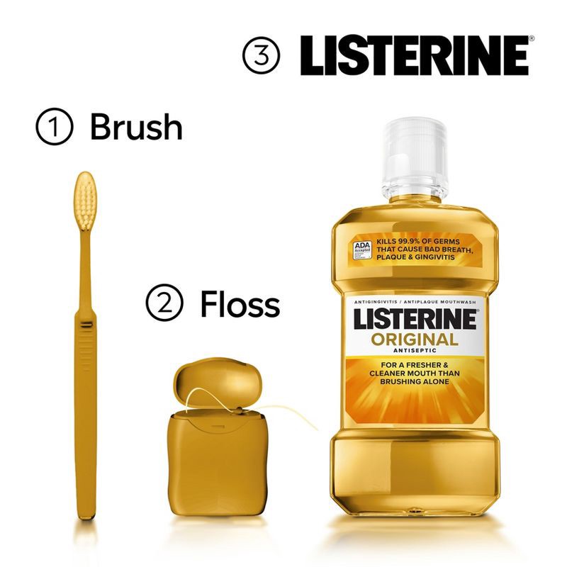 slide 8 of 10, Listerine Original Antiseptic Mouthwash for Bad Breath & Plaque - 1L, 1 liter