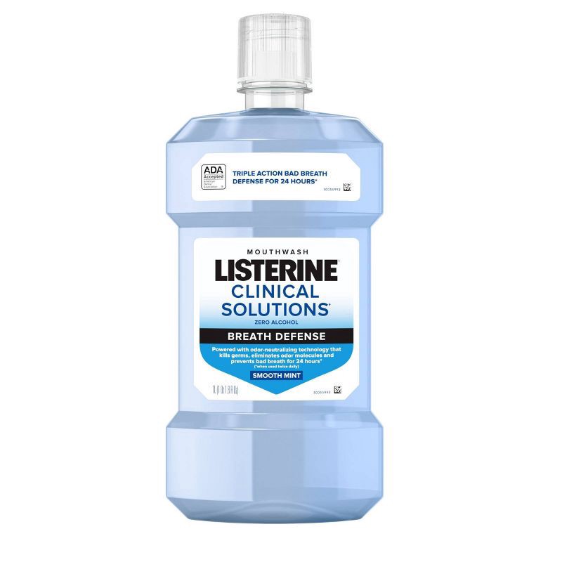 slide 1 of 6, Listerine Clinical Solutions Breath Defense Mouthwash Smooth Mint -1L, 1 liter