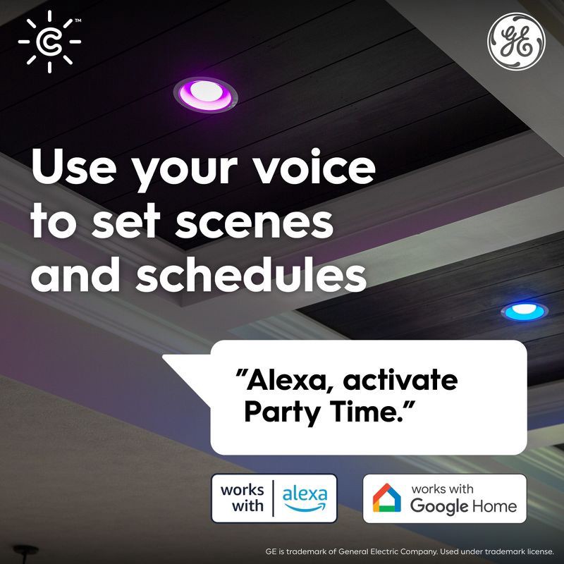slide 6 of 6, GE Household Lighting GE Cync Dynamic Effects Smart LED BR30 Indoor Floodlight Bulb Multicolored, 65W Equivalent, Alexa & Google Compatible, 1 ct