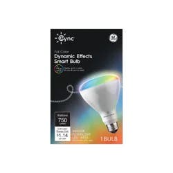 GE Household Lighting GE 65W Equivalent CYNC Dynamic Effects Smart LED BR30 Indoor Floodlight Bulb Alexa and Google Compatible Multicolored