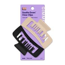 Gimme Beauty Double Down Claw Clips for Thick Hair - Black/Cream - 2ct