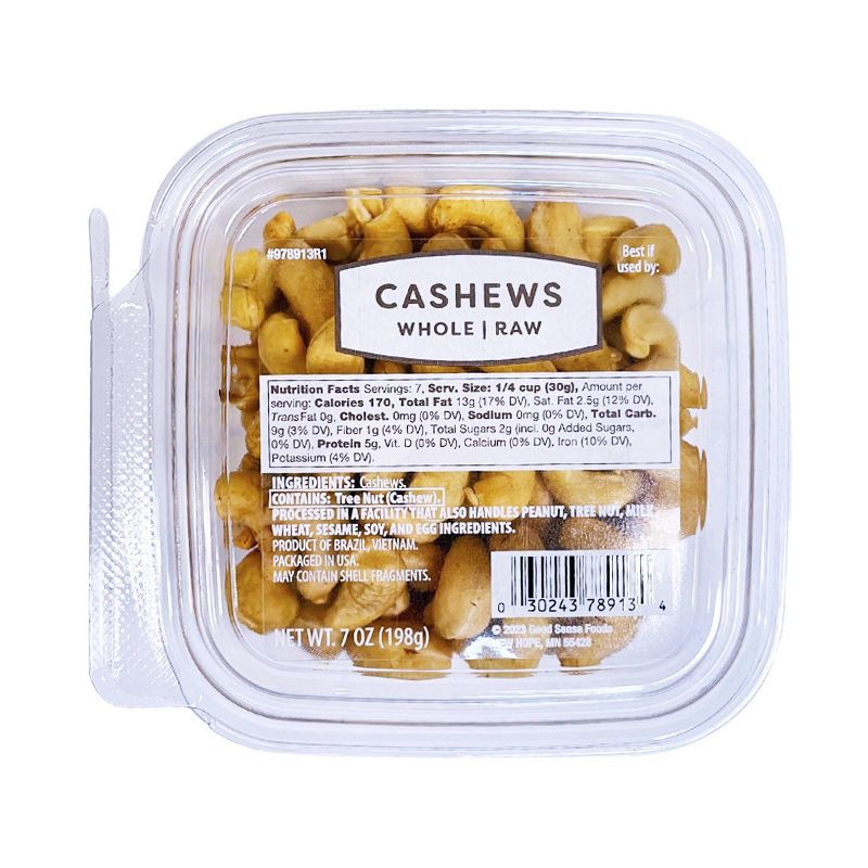 slide 1 of 5, Whole Raw Cashews - 7oz, 7 oz