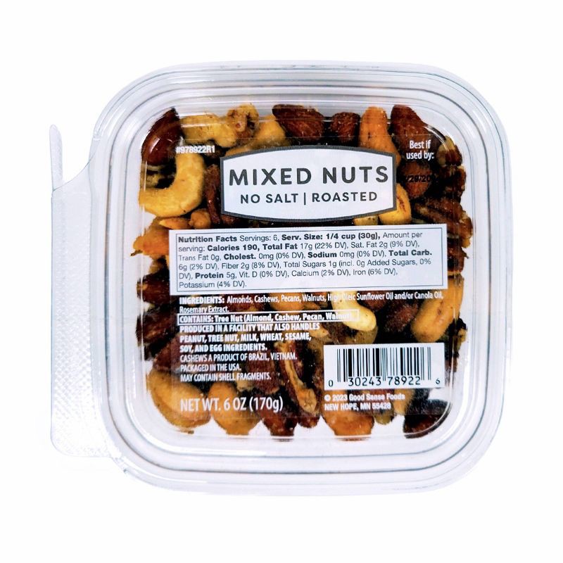 slide 1 of 5, Roasted Unsalted Mixed Nuts - 6oz, 6 oz