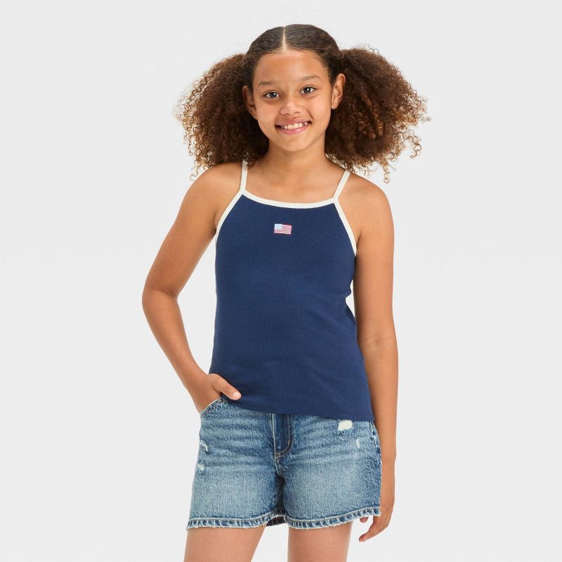 slide 4 of 6, Girls' Destructed High-Rise Jean Shorts - art class™ Medium Wash L, 1 ct