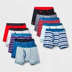 Boys' 10pk Striped Boxer Briefs - Cat & Jack™ Red/Blue XL