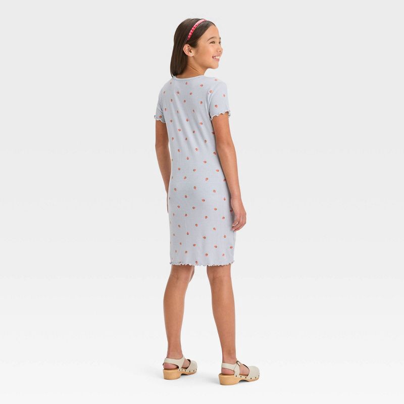 slide 2 of 3, Girls' Short Sleeve Rib-Knit Dress - art class™ Blue Strawberry M, 1 ct