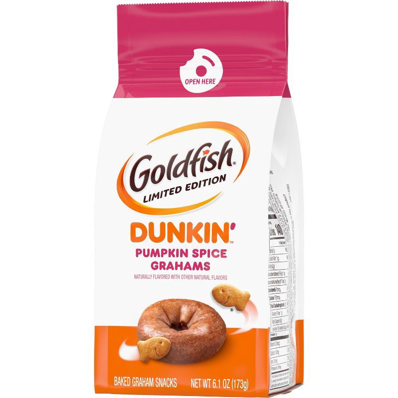 slide 2 of 7, Goldfish Grahams Limited Edition Dunkin' Pumpkin Spice Grahams Snack Crackers Bag - 6.1oz, 6.1 oz
