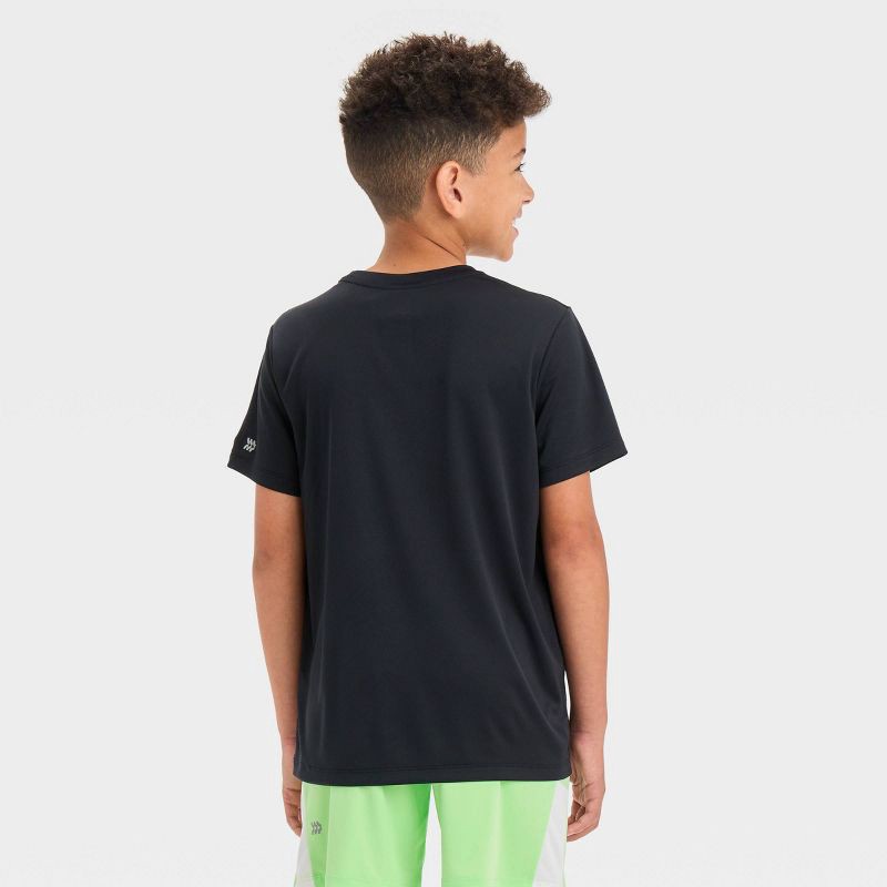 slide 3 of 3, Boys' Short Sleeve 'Level Up" Graphic T-Shirt - All In Motion™ Black M, 1 ct