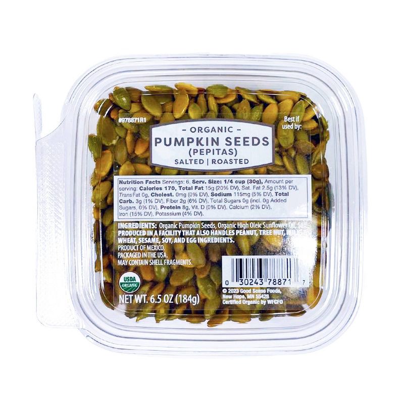 slide 1 of 5, Organic Roasted & Salted Pumpkin Seeds (Pepitas) - 6.5oz, 6.5 oz