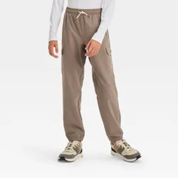 Boys' Adventure Pants - All In Motion™ Taupe L: Recycled Polyester, Spandex, Water Repellent, Cargo Pockets, Drawstring
