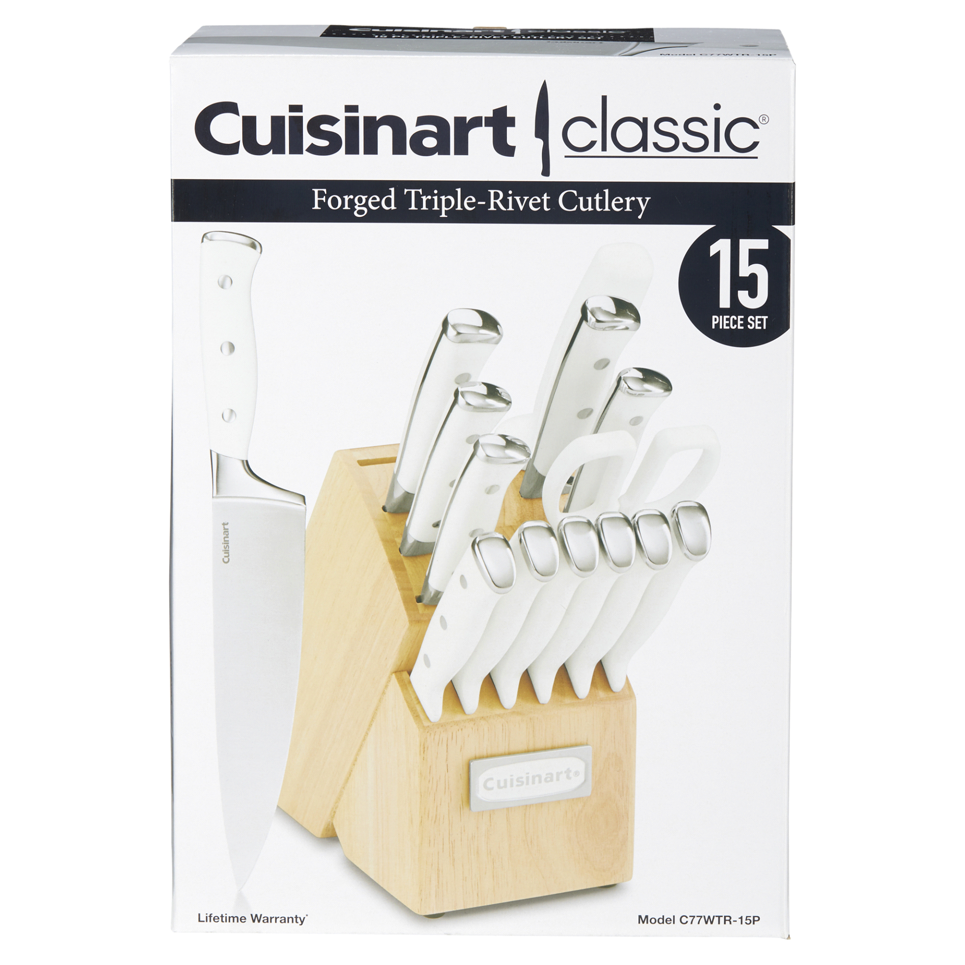 slide 1 of 1, Cuisinart Triple Rivet White Cutlery Block Set - C77Water-15P, 15 ct