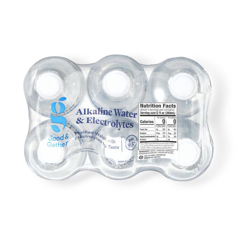 slide 4 of 4, Alkaline Water and Electrolytes - 6pk/1L Bottles - Good & Gather™, 6 ct; 1 liter