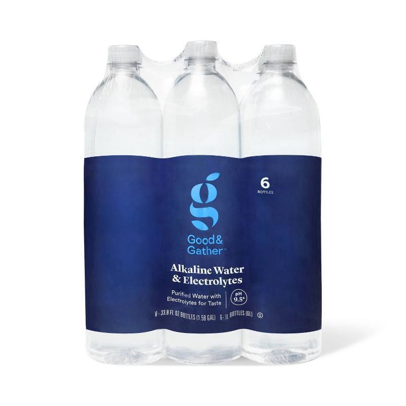 slide 1 of 4, Alkaline Water and Electrolytes - 6pk/1L Bottles - Good & Gather™, 6 ct; 1 liter