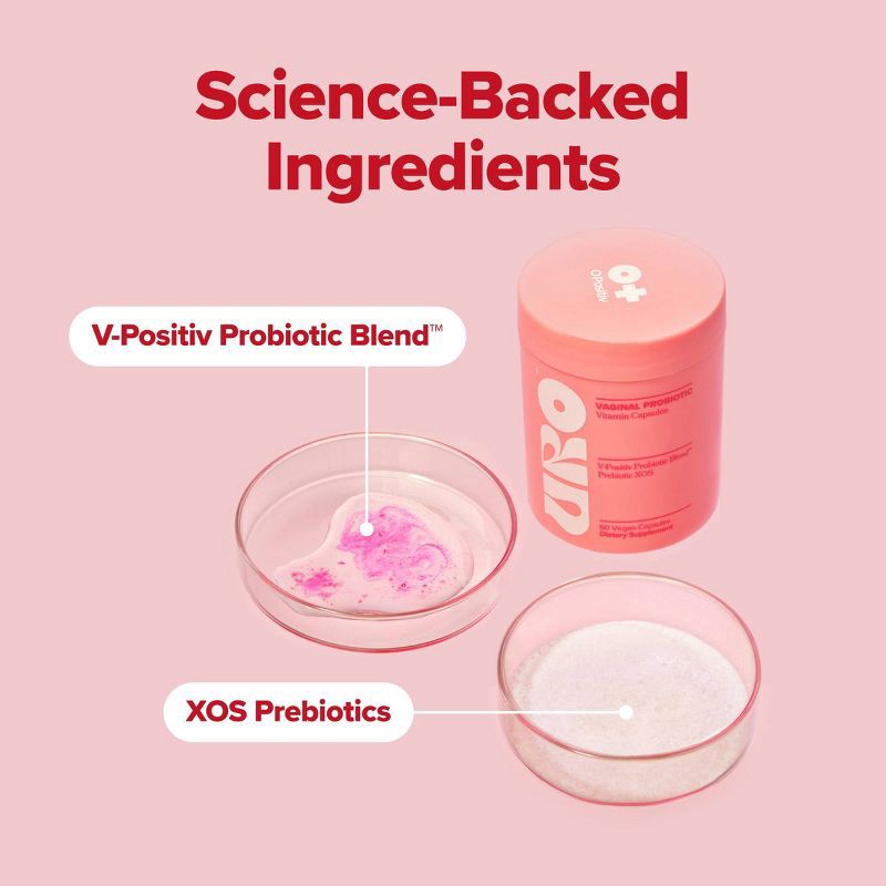 slide 4 of 7, O Positiv URO Vaginal Vegan Probiotic for Women with Vaginal Health, Vaginal Odor, pH & Yeast Balance Support Capsules - 60ct, 60 ct