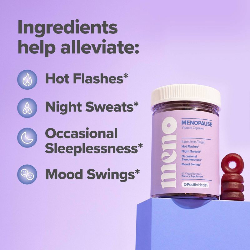 slide 3 of 7, O Positiv MENO Menopause Gummy Vitamins for Women with Black Cohosh & Ashwagandha - 60ct, 60 ct