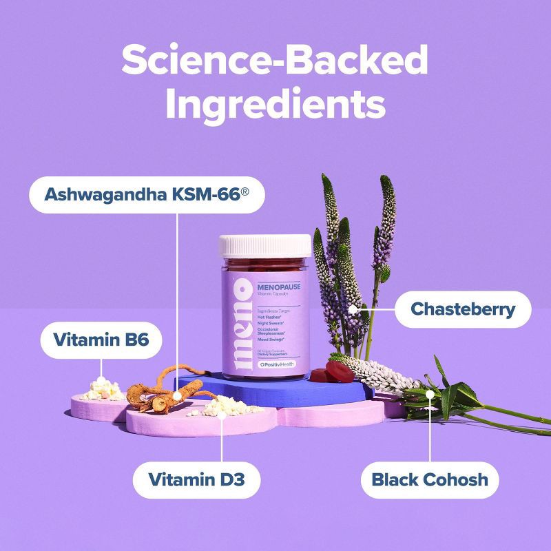slide 4 of 7, O Positiv MENO Menopause Gummy Vitamins for Women with Black Cohosh & Ashwagandha - 60ct, 60 ct