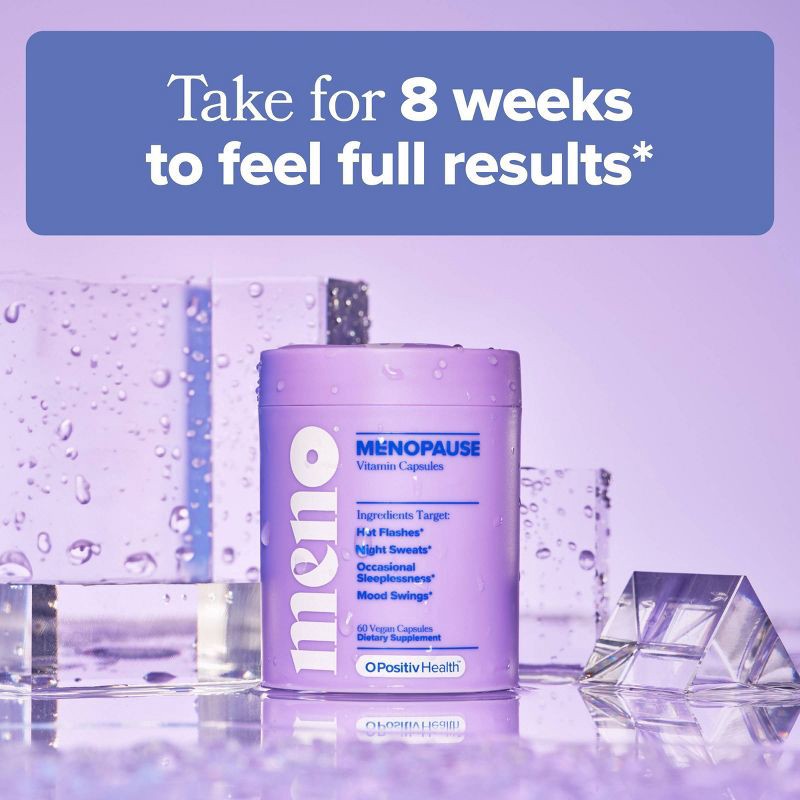 slide 5 of 7, O Positiv MENO Menopause Vegan Vitamin Capsules for Women with Black Cohosh & Ashwagandha - 60ct, 60 ct