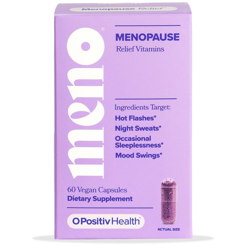slide 1 of 7, O Positiv MENO Menopause Vegan Vitamin Capsules for Women with Black Cohosh & Ashwagandha - 60ct, 60 ct