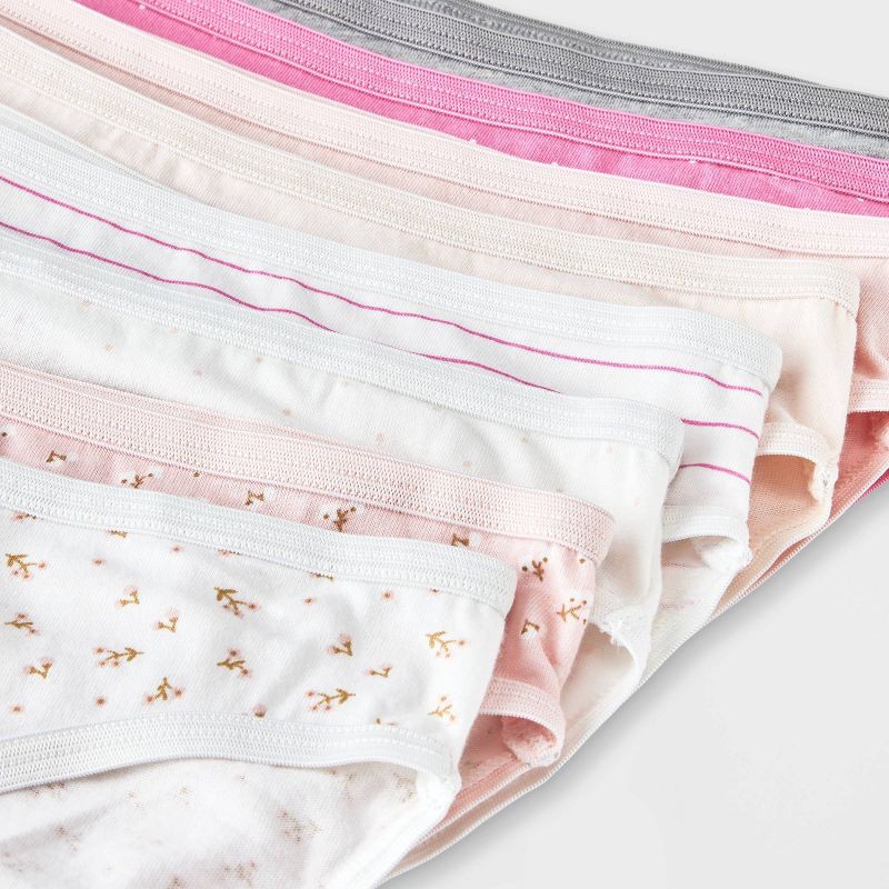 slide 4 of 4, Girls' 14pk 'Floral' Cotton Bikini - Cat & Jack™ 10, 14 ct