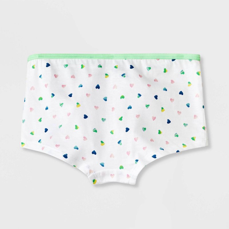 slide 3 of 4, Girls' 10pk Heart/Striped Cotton Boy Shorts - Cat & Jack™ 12, 10 ct