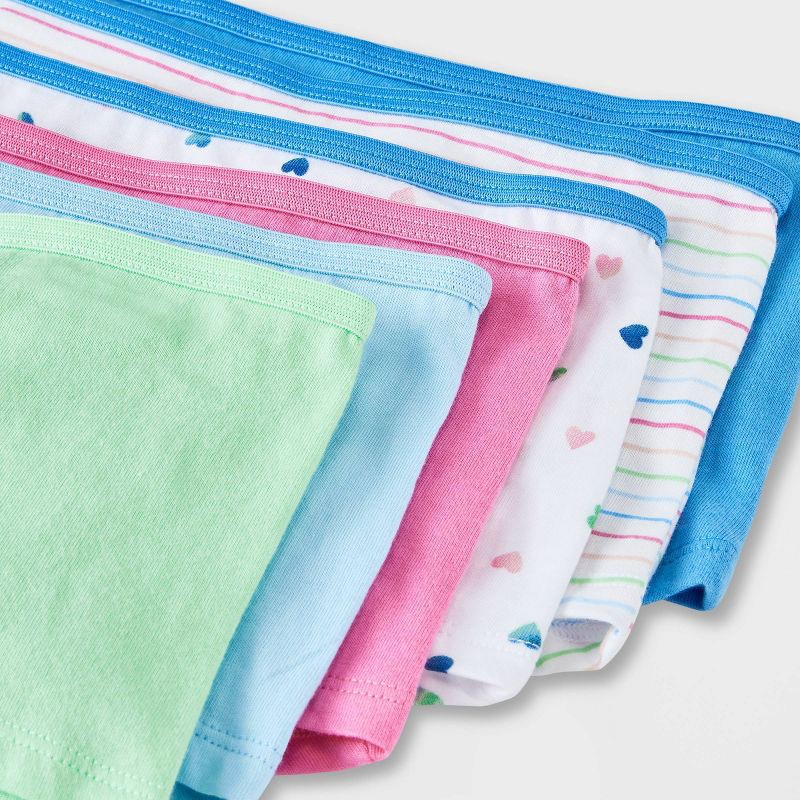 slide 4 of 4, Girls' 10pk Heart/Striped Cotton Boy Shorts - Cat & Jack™ 16: Knit Mid Rise Pull-On Underwear, 10 ct