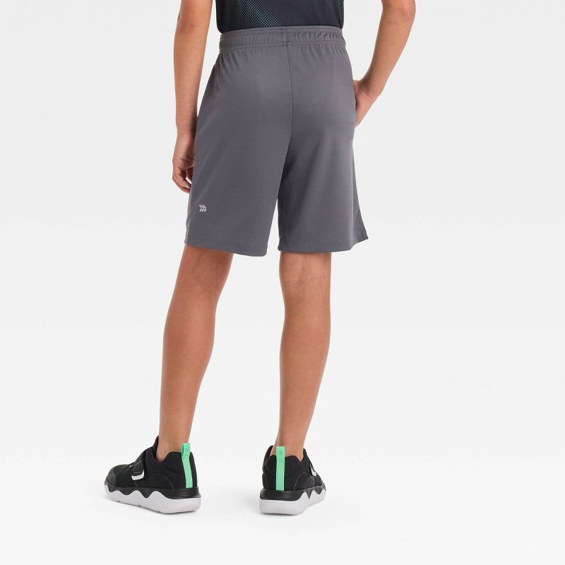slide 2 of 3, Boys' Mesh Shorts - All In Motion™ Gray M: Fit, Moisture Wicking, Quick Dry, Elastic Waist, Doubleknit, 1 ct