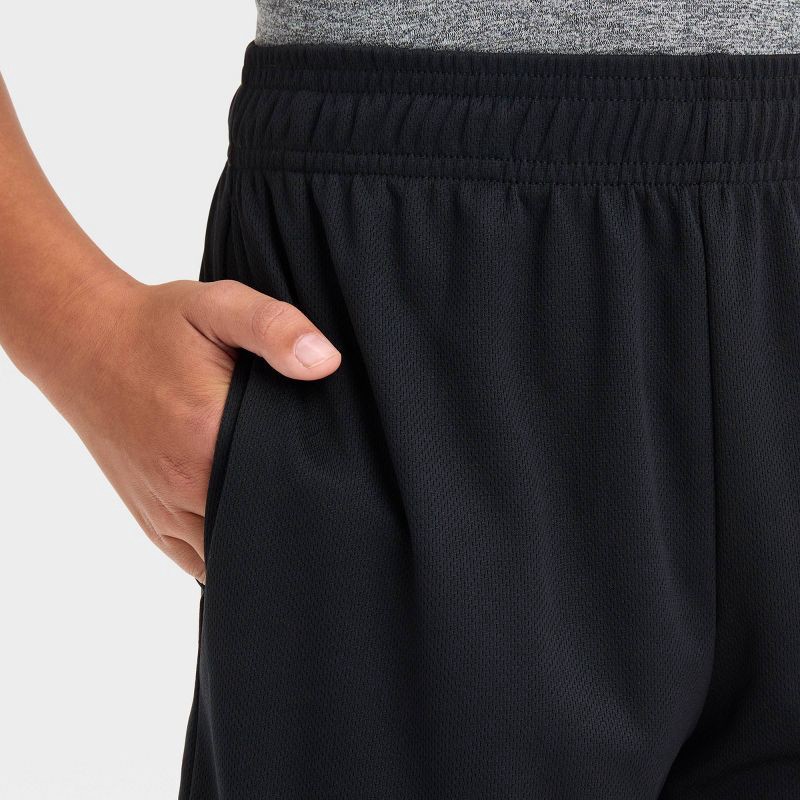 slide 3 of 3, Boys' Mesh Shorts - All In Motion™ Black S: Fit, Moisture Wicking, Quick Dry, Elastic Waist, Doubleknit, 1 ct