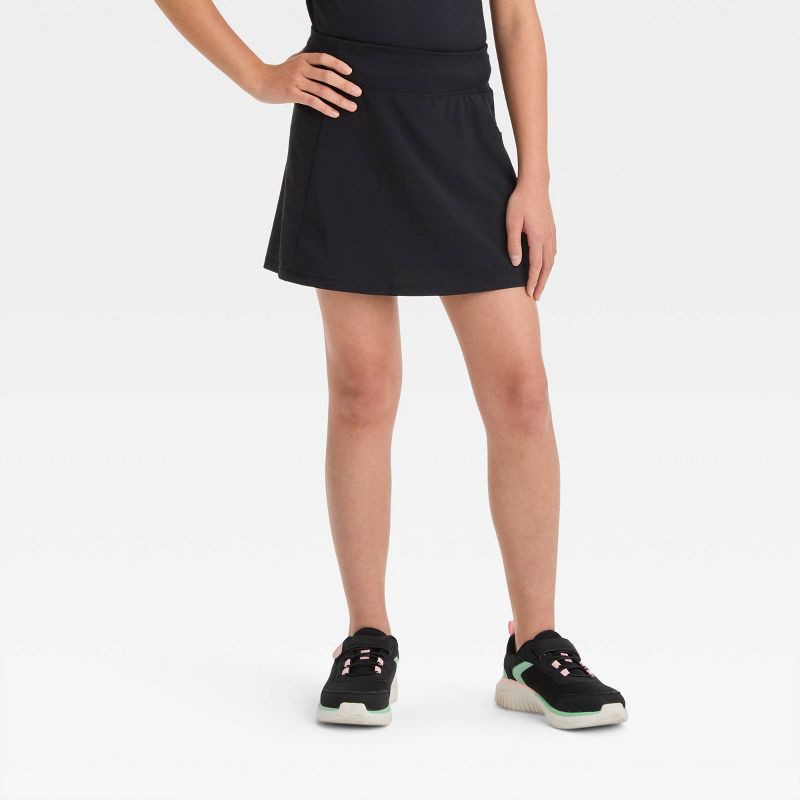 slide 1 of 3, Girls' Woven Performance Skort - All In Motion™ Black M, 1 ct