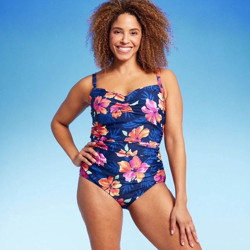 Lands' End Women's UPF 50 Full Coverage Tummy Control Floral Print One  Piece Swimsuit - Multi XL 1 ct