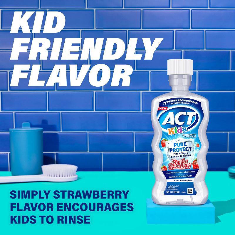 slide 9 of 9, ACT Kids' Pure Protect Strawberry Anticavity Fluoride Mouthwash - 16.9 fl oz, 16.9 fl oz