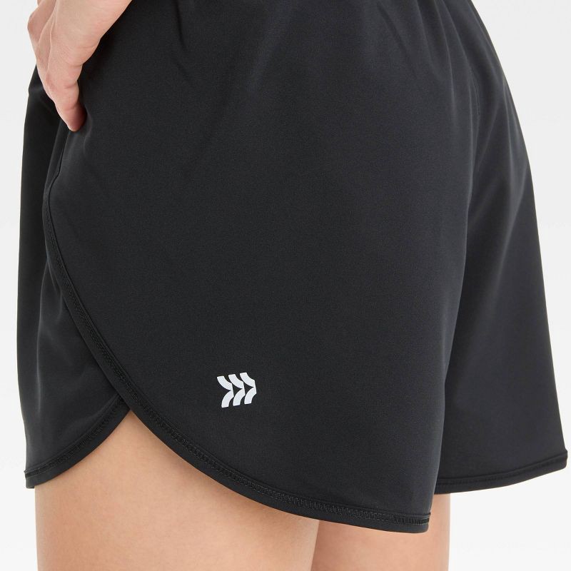 slide 3 of 3, Girls' Run Shorts - All In Motion™ Black M: High Rise Fit, Lightweight Woven Fabric, 1 ct