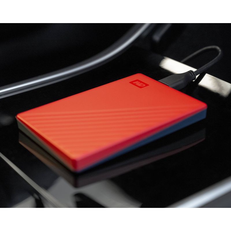 slide 5 of 5, Western Digital My Passport 5TB USB 3.2 (Gen 1 Type-A) 2.5" Portable External Hard Drive - Red: Compatible with Windows & macOS, 1 ct