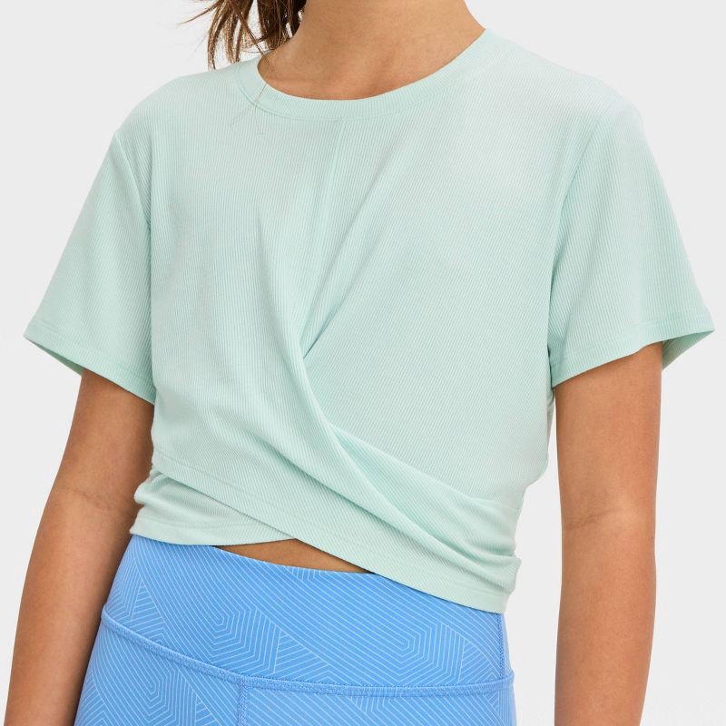 Girls' Soft Ribbed T-Shirt - All in Motion Mint Green M 1 ct