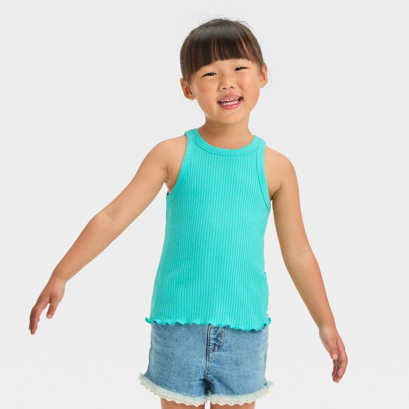 slide 5 of 6, Toddler Girls' Lace Cut-Off Denim Shorts - Cat & Jack™ Light Wash 18M: Adjustable Waistband, Denim, 1 ct