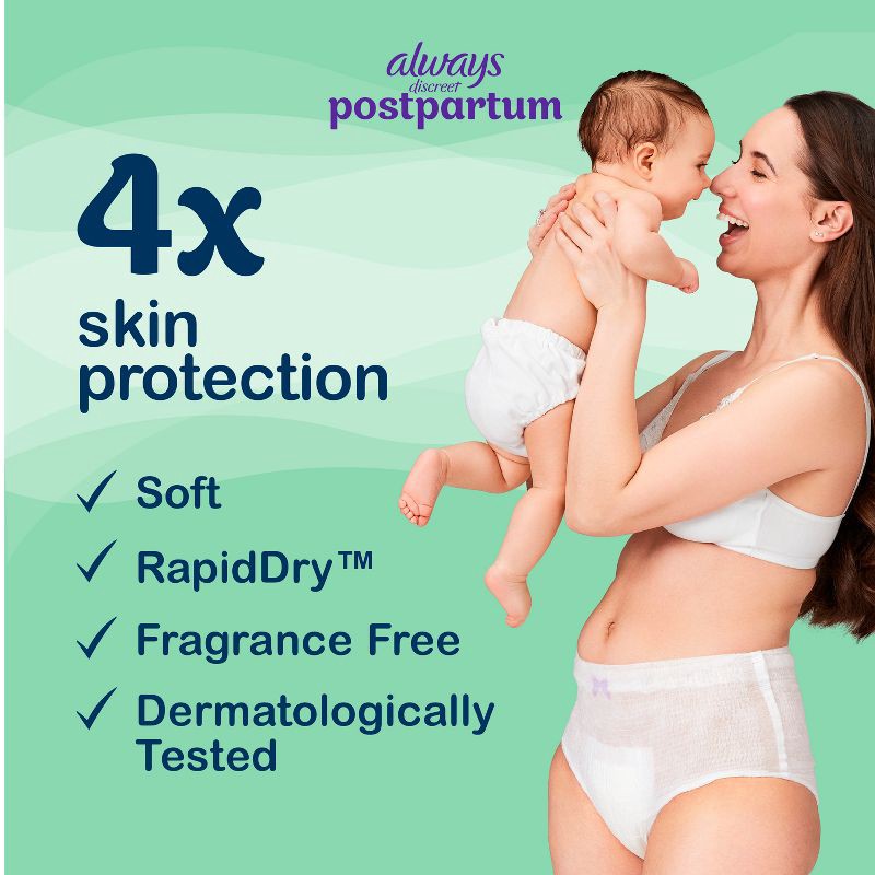slide 7 of 11, Always Discreet Postpartum Underwear Maxi Pad - Large - 14ct, 14 ct