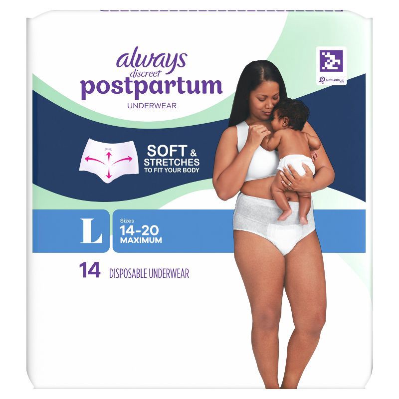 slide 11 of 11, Always Discreet Postpartum Underwear Maxi Pad - Large - 14ct, 14 ct