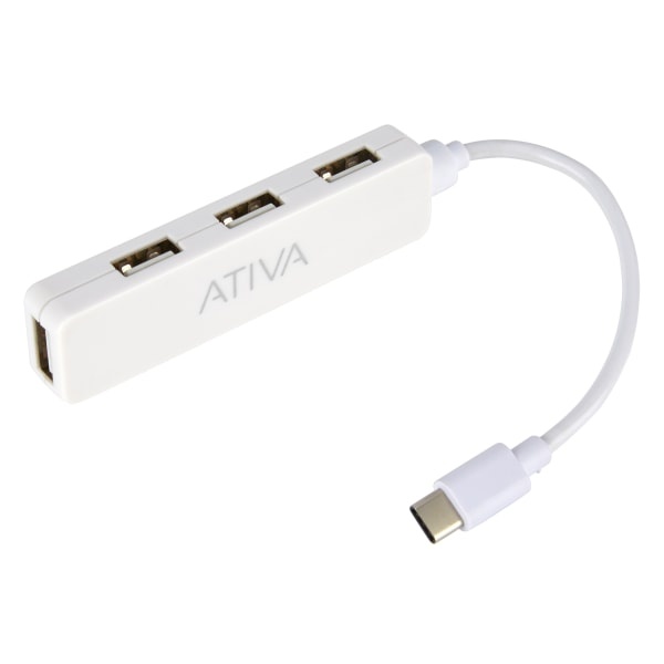 slide 1 of 1, Ativa Usb 2.0 4-Port Hub, Type-C, White, Uh-73C, 1 ct