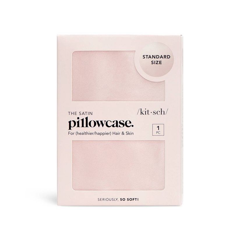 slide 2 of 5, Kitsch Satin Pillowcase - Pink, 1 ct