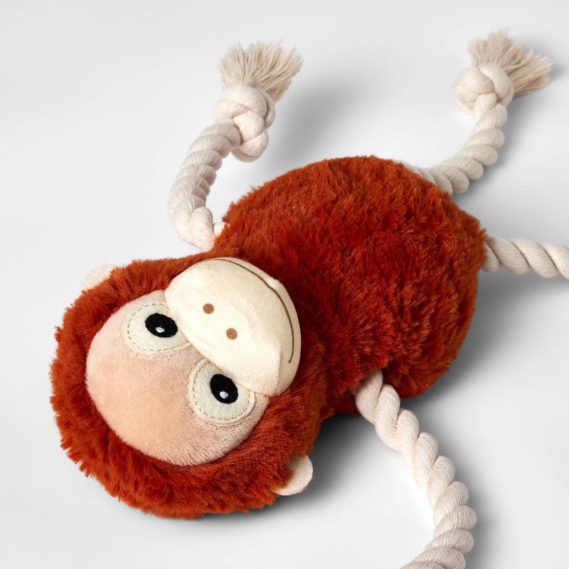 slide 3 of 4, Monkey Plush with Rope Dog Toy - 14" - Boots & Barkley™, 1 ct