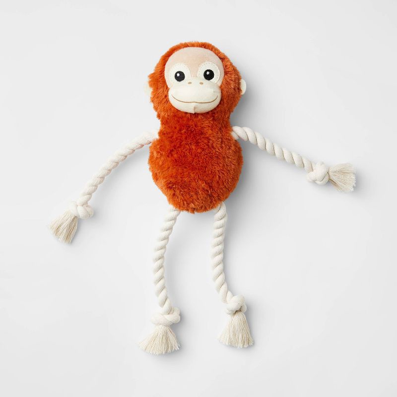 slide 1 of 4, Monkey Plush with Rope Dog Toy - 14" - Boots & Barkley™, 1 ct
