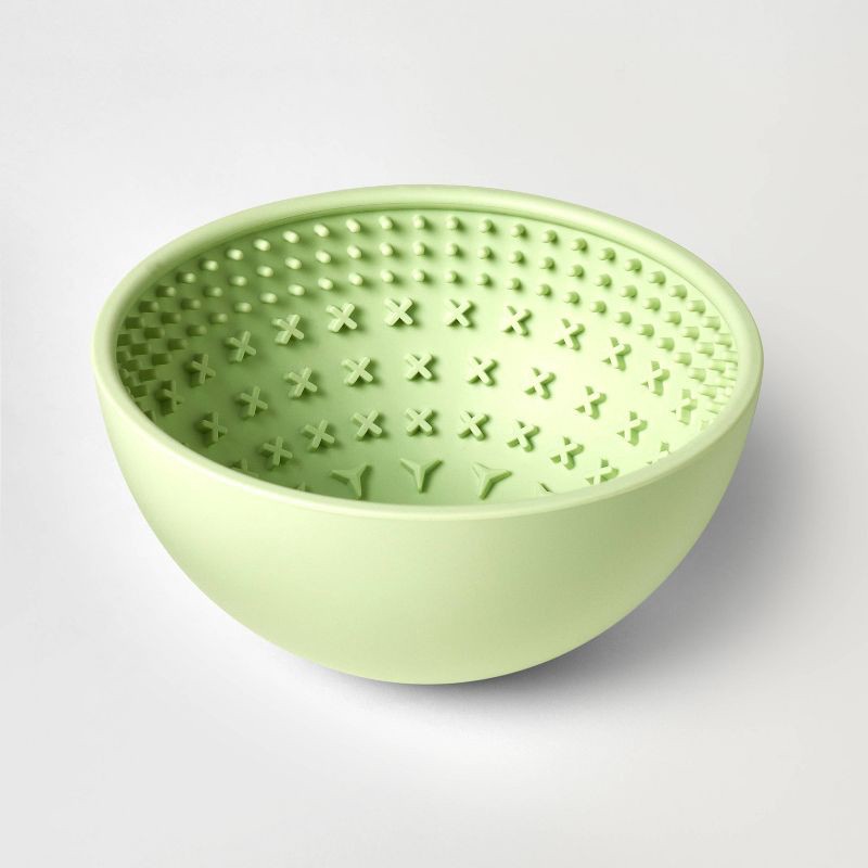 slide 1 of 3, Lick Mat Slow Feed Soother Wobble Dog Bowl - 4 Cups - Green - Boots & Barkley™, 1 ct