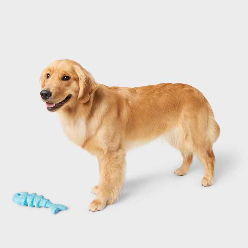 slide 2 of 4, Fishbone Rubber Chew Dog Toy - Blue - Boots & Barkley™, 1 ct