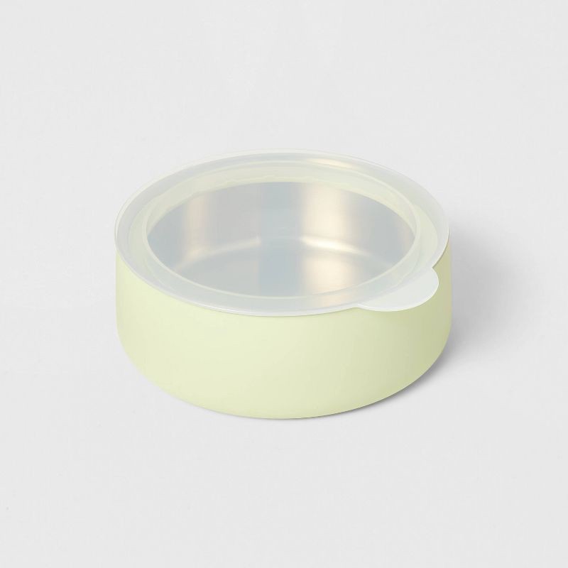 slide 2 of 3, Lidded Stainless Steel Cat and Dog Bowl - 4 Cups - Sage Green - Boots & Barkley™, 1 ct