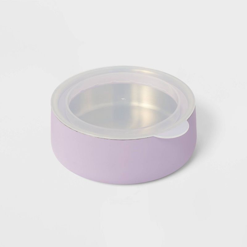 slide 2 of 3, Lidded Stainless Steel Cat and Dog Bowl - 2 Cups - Lavender - Boots & Barkley™, 1 ct