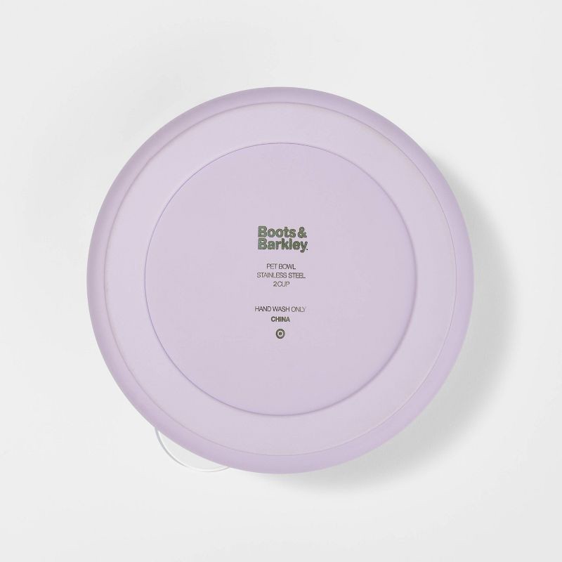 slide 3 of 3, Lidded Stainless Steel Cat and Dog Bowl - 2 Cups - Lavender - Boots & Barkley™, 1 ct