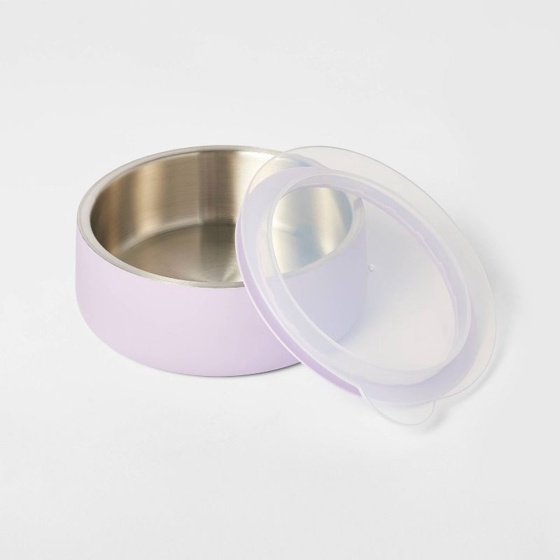 slide 1 of 3, Lidded Stainless Steel Cat and Dog Bowl - 2 Cups - Lavender - Boots & Barkley™, 1 ct