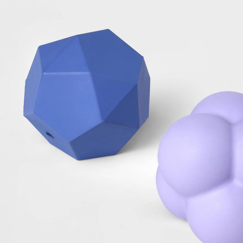 slide 3 of 4, Rubber Faceted Ball Tough Chew Dog Toy - 2pk - Assorted Blue - Boots & Barkley™, 2 ct